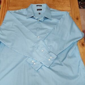 Arrow Men's Aqua Satin Twill Wrinkle Free Dress Shirt